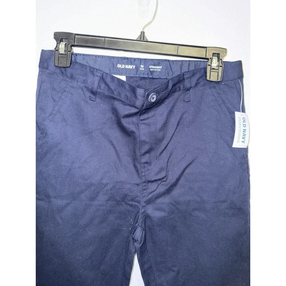 NWT Old Navy Straight Built-In Flex uniform Pants kids 12yrs Plus Navy